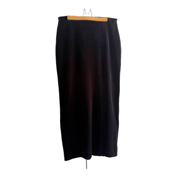 Black velvet midi skirt