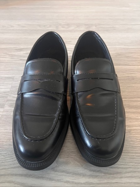 Black leather loafers