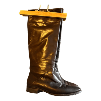 Brown leather knee boots
