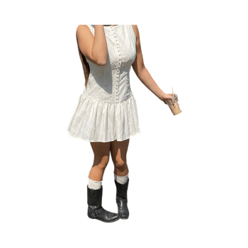 White mini dress with shorts