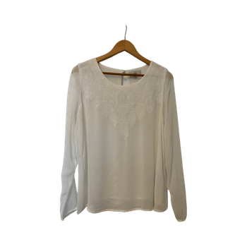 Valkoinen kirjailtu pusero 40