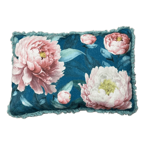 Floral teal cushion