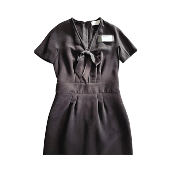 AZZARO italian black bow tie mid-lenght wool dress