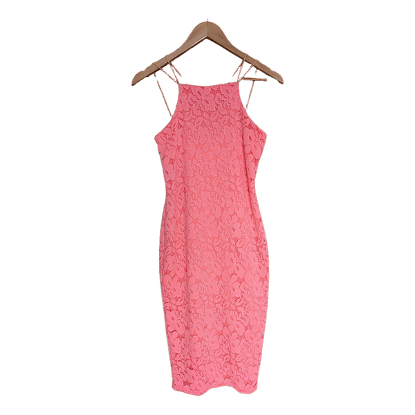 Neon pink lace dress