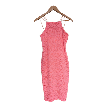 Neon pink lace dress