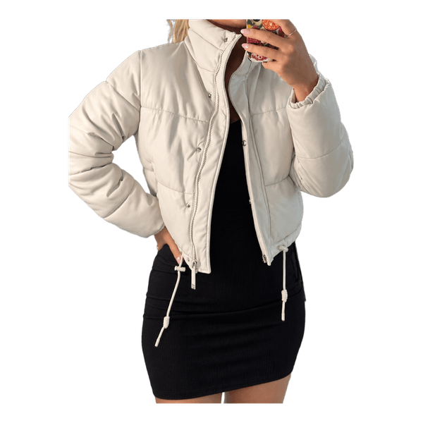 Cream cropped puffer jacket