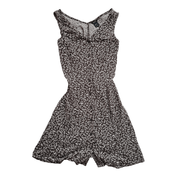 Brown floral button dress