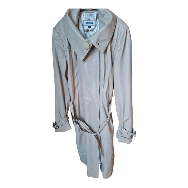 Beige leather trench coat