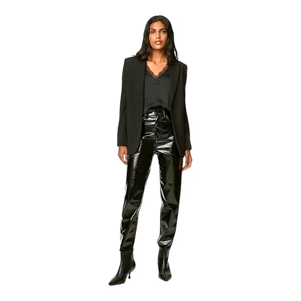 Black faux leather trousers