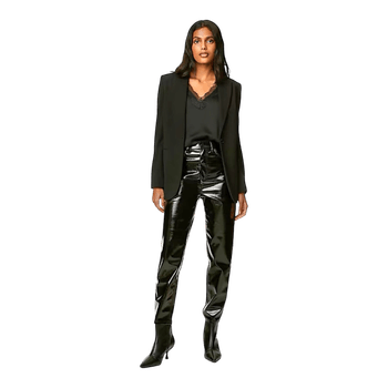 Black faux leather trousers