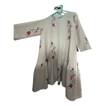 Beige floral embroidered dress