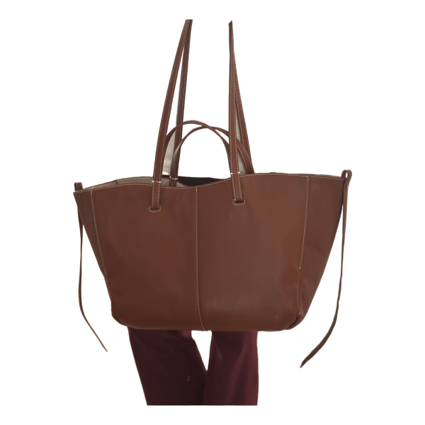 Brun/camel/bordeaux taske