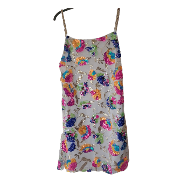 White sequin floral dress