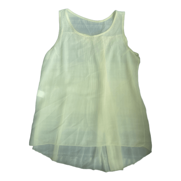 Yellow sleeveless embellished top