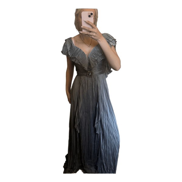 Grey pleated maxi dress