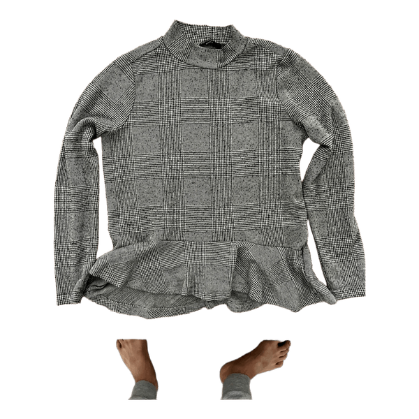 Grey plaid peplum top