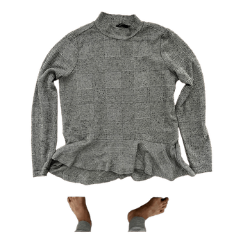 Grey plaid peplum top