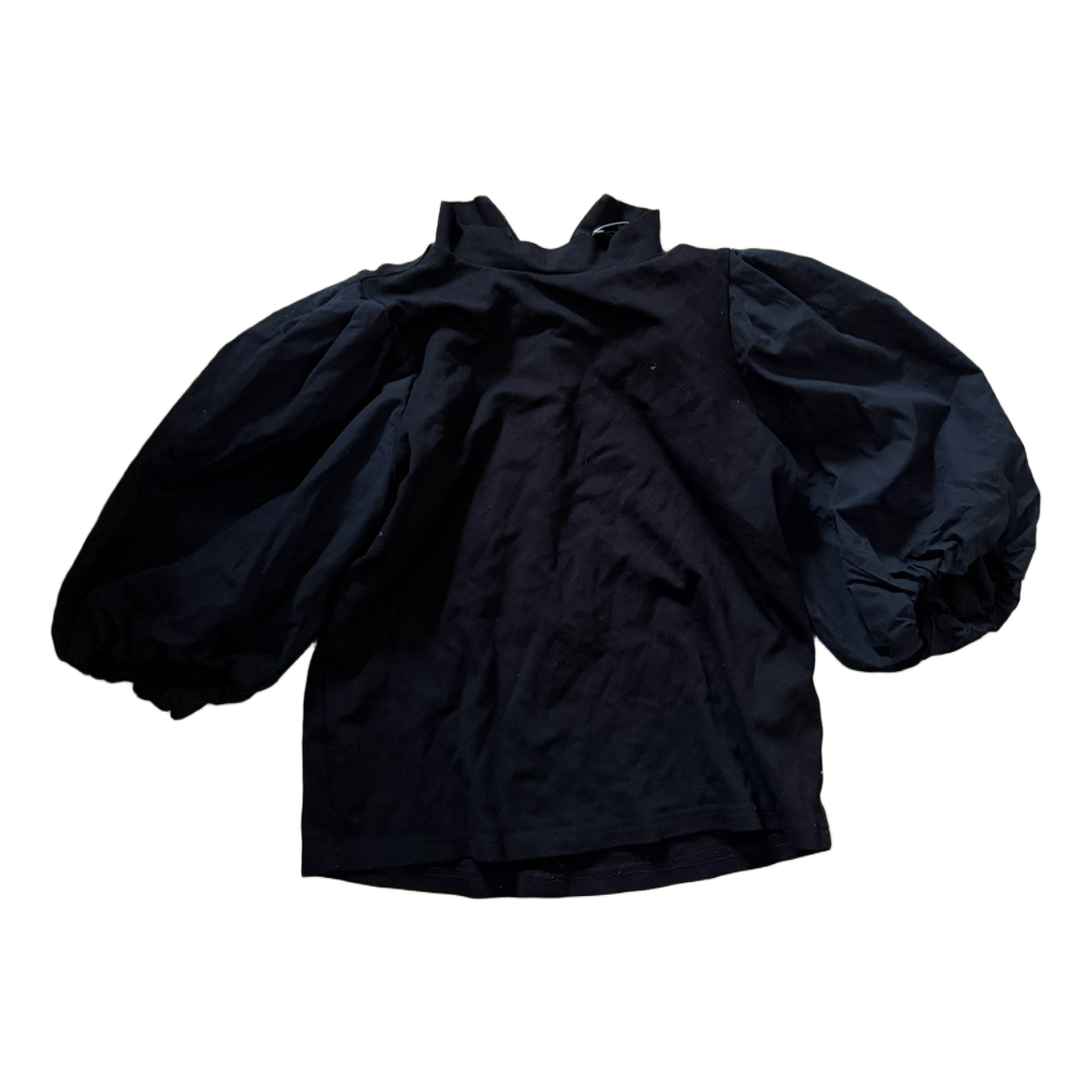 Sort bluse med pufærmer