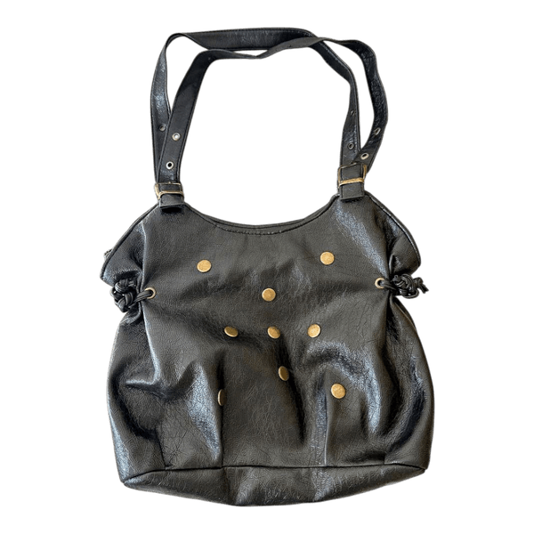 Black faux leather shoulder bag