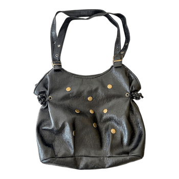 Black faux leather shoulder bag
