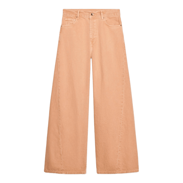 Ferskenfarvede wide leg jeans