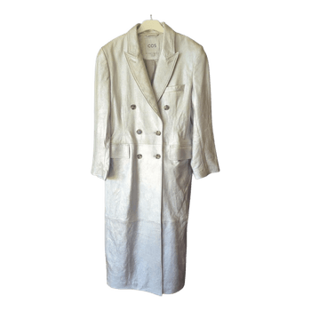 Silver leather trench coat