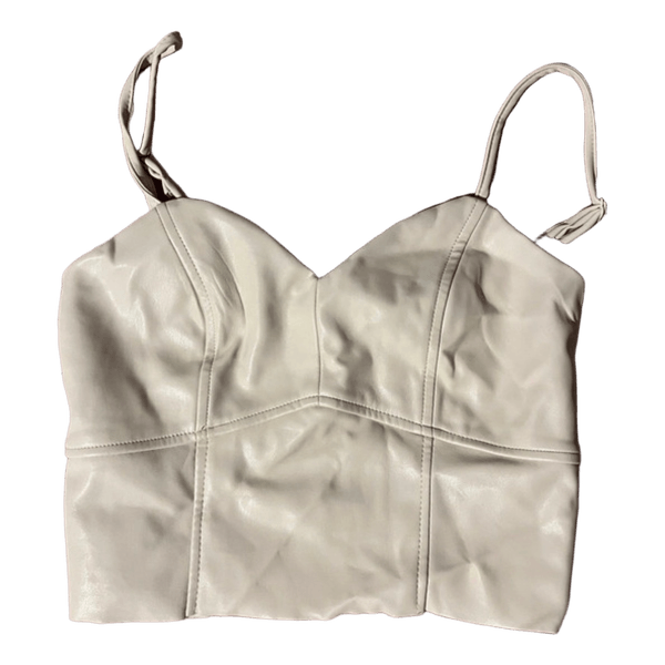 Amisu faux leather crop top