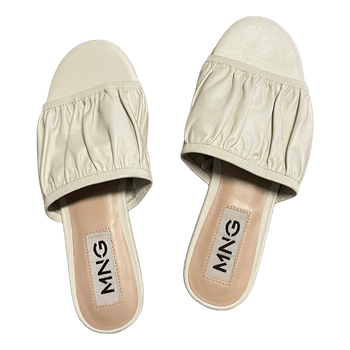 White ruched flat sandals