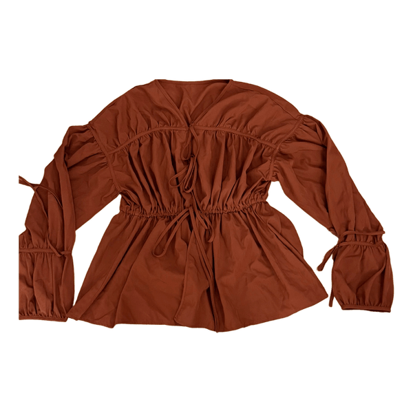 Rustbrun langærmet bluse