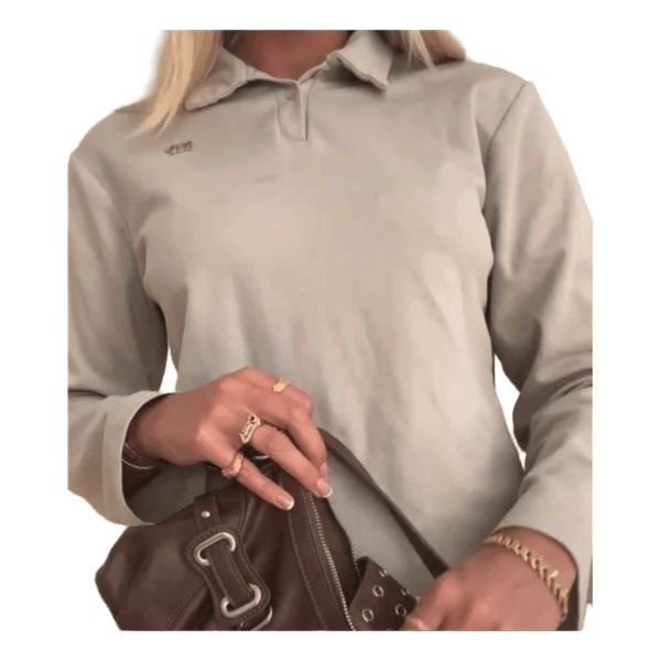 Beige langærmet polo