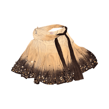 Beige wrap skirt with brown tie