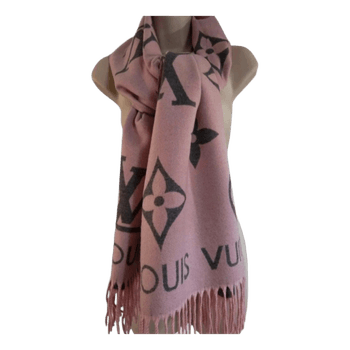 Louis Vuitton Pink grey logo scarf