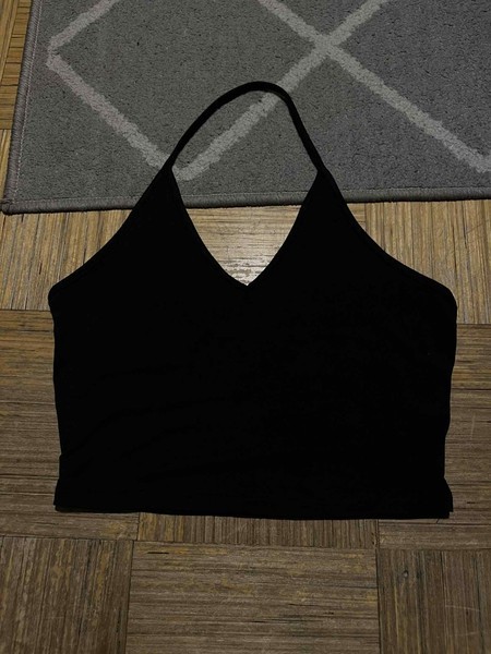 Black halter neck top