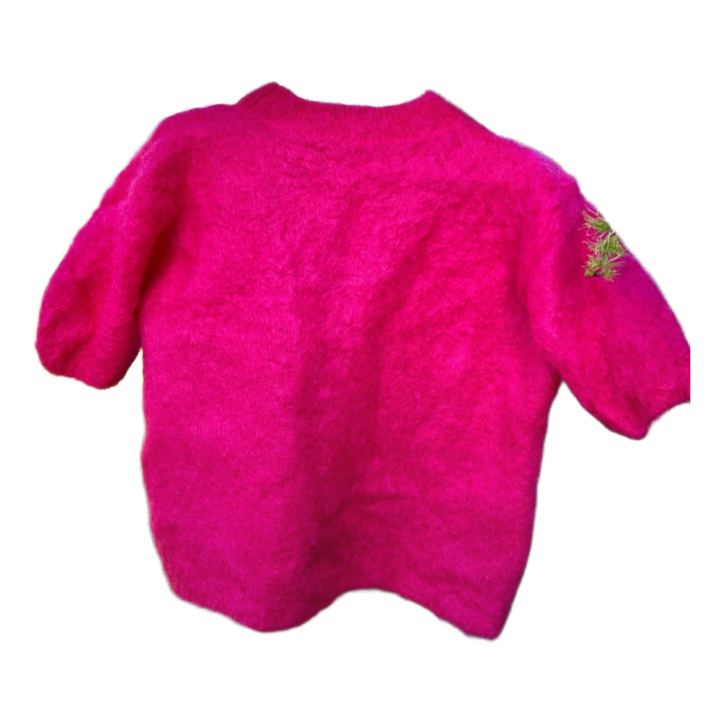 Pink fuzzy short sleeve top