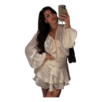 Cream ruffled mini dress