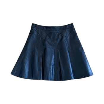 Black leather flared skirt