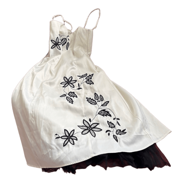 White floral embroidered  coctail dress