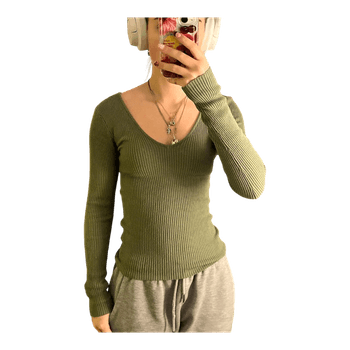 Olive ribbed long sleeve
