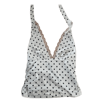 Valkoinen pilkullinen toppi XS-S