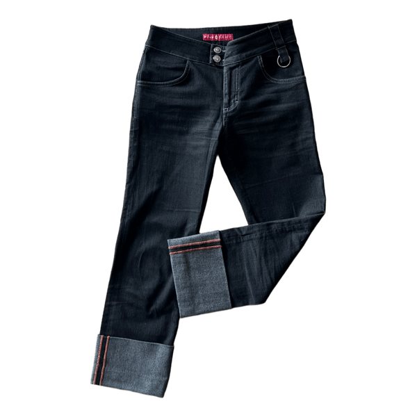 Black denim straight jeans
