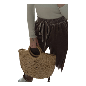 Beige woven straw bag