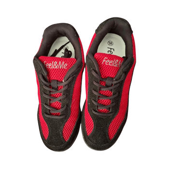 Red sports shoes