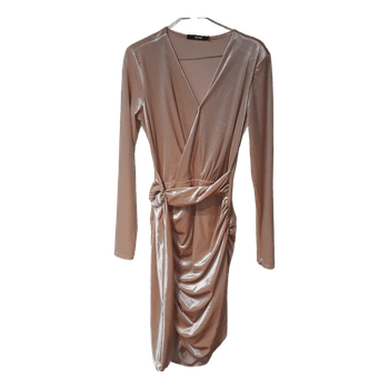 Beige velvet wrap dress