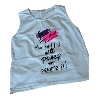 White graphic tank top