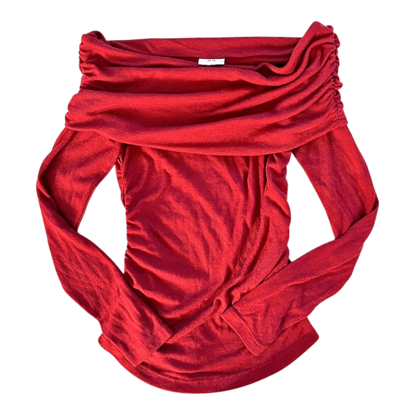 Viininpunainen off shoulder pitkähihainen