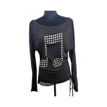 Black studded long-sleeved top