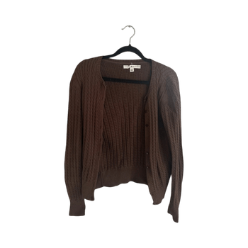 Brown cable knit cardigan