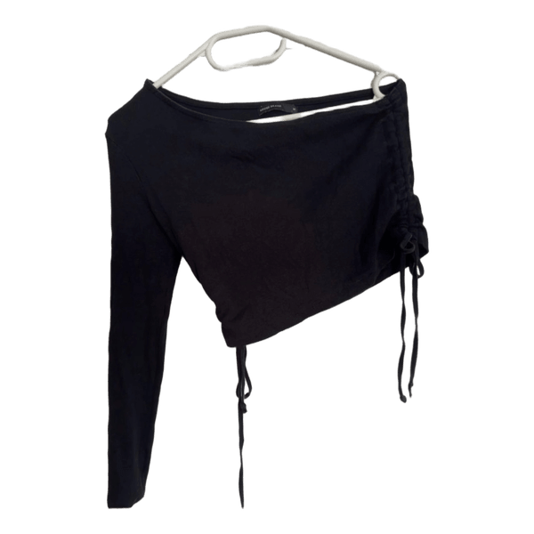 Black long-sleeved drawstring top