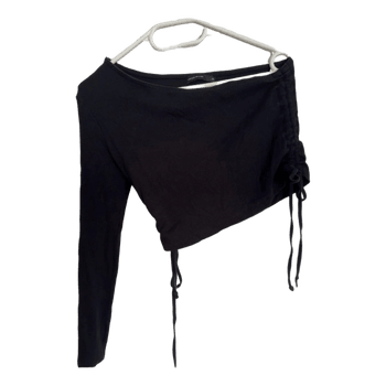 Black long-sleeved drawstring top