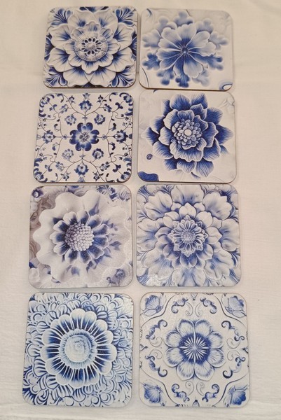 Blue floral coasters